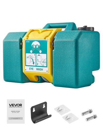 Portable Eye Wash Station 8 Gal, OSHA-Approved Eyewash Station Wall-Mounted/On Flat Surface, Emergency Eye Wash Unit with 2 Sprays, First Aid Eyewash Units for Schools, Labs, Factories, Green