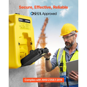 Portable Eye Wash Station 14 Gal, OSHA-Approved Eyewash Station Wall-Mounted/On Flat Surface, Emergency Eye Wash Unit with 2 Sprays, First Aid Eyewash Units for Schools, Labs, Factories, Yellow