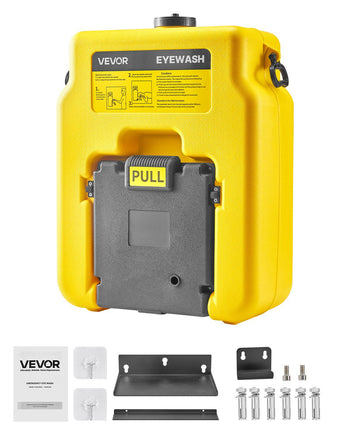 Portable Eye Wash Station 14 Gal, OSHA-Approved Eyewash Station Wall-Mounted/On Flat Surface, Emergency Eye Wash Unit with 2 Sprays, First Aid Eyewash Units for Schools, Labs, Factories, Yellow