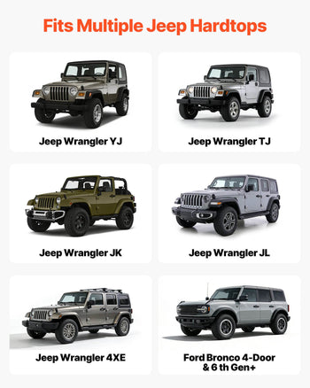 Hard Top Remover Lift, 220 lbs, Foldable Jeep Hardtop Removal and Storage System, Easy One-Person Operation, Adjustable Height, for Jeep Wrangler YJ, TJ, JK, JL, 4XE, Ford Bronco 4 Door & 6 Gen+