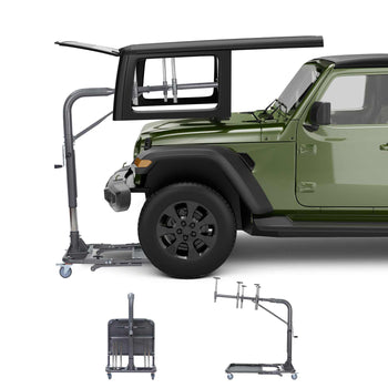 Hard Top Remover Lift, 220 lbs, Foldable Jeep Hardtop Removal and Storage System, Easy One-Person Operation, Adjustable Height, for Jeep Wrangler YJ, TJ, JK, JL, 4XE, Ford Bronco 4 Door & 6 Gen+