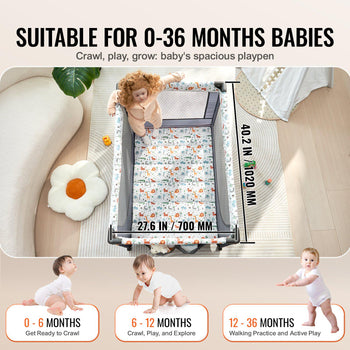 Baby Playpen Travel Crib, Quick-Folding Playpen for Baby & Toddler, Portable Baby Fence Play Yard with Wheels, Breathable Mesh & Travel Bag, Indoor/Outdoor Kids Activity Center for 0-36 Months