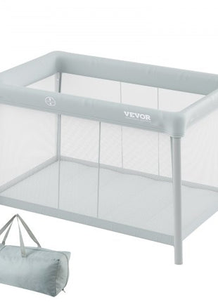 Baby Travel Crib and Play Yard, Folding Baby Playpen with Soft Mattress Pad, Portable Toddlers Crib with Breathable Mesh and Travel Bag, Indoor/Outdoor Kid Activity Center for 0-36 Months Babies