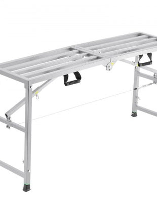 Work Platform, 4 Gear Adjustable Height, Folding Alloy Steel Step Ladder, Portable Scaffolding Platform, 800 lb Load Capacity, Non-Slip Rubber Feet, Drywall Painting Stool, Cleaning & Washing