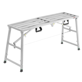 Work Platform, 4 Gear Adjustable Height, Folding Alloy Steel Step Ladder, Portable Scaffolding Platform, 800 lb Load Capacity, Non-Slip Rubber Feet, Drywall Painting Stool, Cleaning & Washing