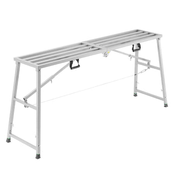 Work Platform, 4 Gear Adjustable Height, Folding Alloy Steel Step Ladder, Portable Scaffolding Platform, 880 lb Load Capacity, Non-Slip Rubber Feet, Drywall Painting Stool, Cleaning & Washing