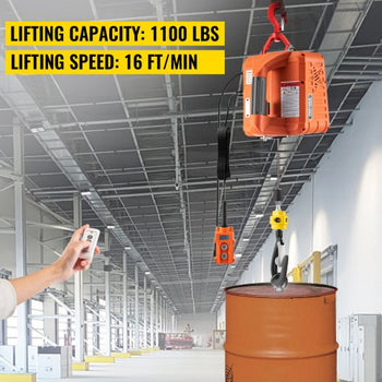 3-in-1 Electric Hoist Winch, 1100lbs Portable Electric Winch, 110V Power Winch Crane, 25ft Lifting Height, with Wire, Wireless, Manual Remote Control, Overload Protection for Lifting Towing