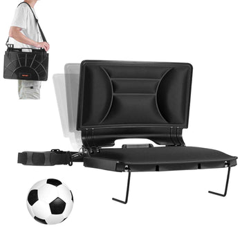 Stadium Seat, Folding Bleacher Chair with Back Support and Thick Cushion, Padded Stadium Seat for Bleacher Includes Shoulder Strap, Hooks, Cup Holder, Lycra Material, Side Pocket, PP Material