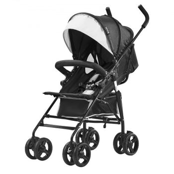 Lightweight Stroller, Compact Easy Fold MultiPosition Recline Canopy Backrest, Carbon Steel Frame, Large Storage Basket, Umbrella Toddler Baby Stroller for Travel and More, Black/White