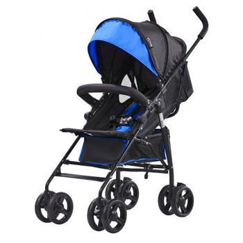 Lightweight Stroller, Compact Easy Fold MultiPosition Recline Canopy Backrest, Carbon Steel Frame, Large Storage Basket, Umbrella Toddler Baby Stroller for Travel and More, Black/Blue