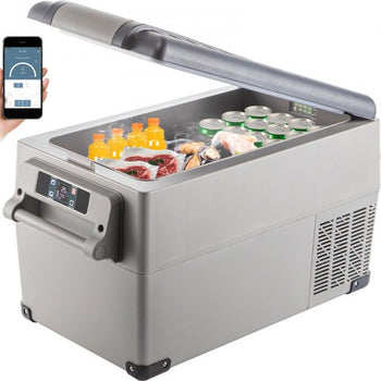 Portable Refrigerator 37 Quart(35 Liter),12 Volt Refrigerator App Control(-4?~68?), Car Refrigerator Dual Zone with 12/24v DC & 110-240v AC for Camping, Travel, Fishing, Outdoor or Home Use