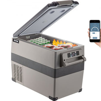 12 Volt Refrigerator, 48 Quart (45L) Fast Cooling Portable Freezer with App Control (-4?~68?), Car Fridge with 12/24v DC & 110-240v AC for Travel, Truck, Camping and Home Use, Black