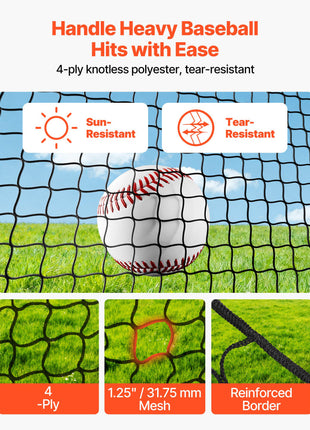 Baseball Batting Cage, 12.0 x 10.2 x 7.6 FT Freestanding Portable Batting Cage, Hitting Cages with 4-Ply Knotless Polyester & Pitching Machine Opening, Battings Cages Netting for Indoor Outdoor