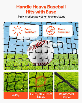 Baseball Batting Cage, 22.2 x 12.1 x 7.9 FT Freestanding Portable Batting Cage, Hitting Cages with 4-Ply Knotless Polyester & Pitching Machine Opening, Battings Cages Netting for Indoor Outdoor