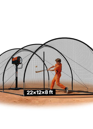 Baseball Batting Cage, 22.2 x 12.1 x 7.9 FT Freestanding Portable Batting Cage, Hitting Cages with 4-Ply Knotless Polyester & Pitching Machine Opening, Battings Cages Netting for Indoor Outdoor