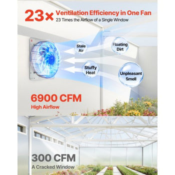 30 inch Shutter Exhaust Fan, Wall Mounted Attic Vent Fan with 6900 CFM Airflow, AC Motor, Heavy-duty Steel Construction, Low Noise for Shed, Garage, Greenhouse Ventilation Cooling, Silver