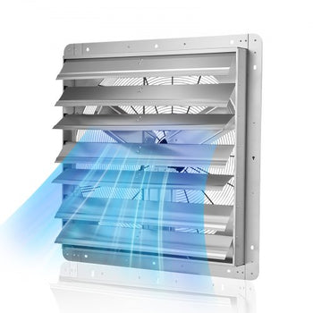 30 inch Shutter Exhaust Fan, Wall Mounted Attic Vent Fan with 6900 CFM Airflow, AC Motor, Heavy-duty Steel Construction, Low Noise for Shed, Garage, Greenhouse Ventilation Cooling, Silver