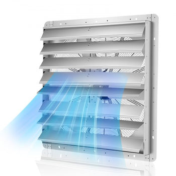 36 inch Shutter Exhaust Fan, Wall Mounted Attic Vent Fan with 11000 CFM Airflow, AC Motor, Heavy-duty Steel Construction, Low Noise for Shed, Garage, Greenhouse Ventilation Cooling, Silver
