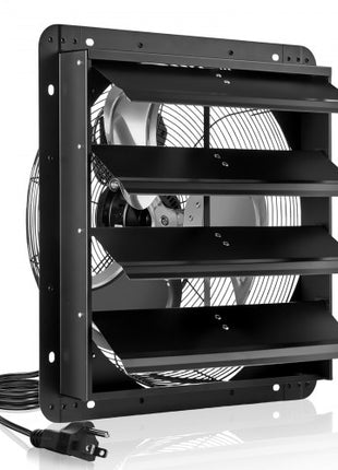 18 inch Shutter Exhaust Fan, Wall Mounted Attic Vent Fan with Variable Speed Controller, 2200 CFM, AC Motor, Heavy-duty Steel, Low Noise for Shed, Garage, Greenhouse Ventilation Cooling, Black