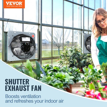 16'' Shutter Exhaust Fan, High-speed 2000 CFM, Aluminum Wall Mount Attic Fan with AC-motor, Ventilation and Cooling for Greenhouses, Garages, Sheds, Shops, FCC