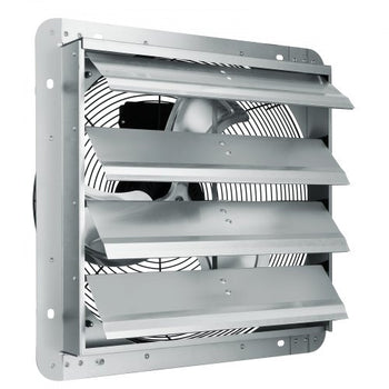 16'' Shutter Exhaust Fan, High-speed 2000 CFM, Aluminum Wall Mount Attic Fan with AC-motor, Ventilation and Cooling for Greenhouses, Garages, Sheds, Shops, FCC