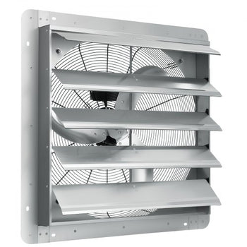 24'' Shutter Exhaust Fan, High-speed 3320 CFM, Aluminum Wall Mount Attic Fan with AC-motor, Ventilation and Cooling for Greenhouses, Garages, Sheds, Shops, FCC