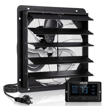 20 inch Shutter Exhaust Fan, Wall Mounted Attic Vent Fan with Smart Programming Variable Speed Temperature Control, 4800 CFM,EC Motor,Timer, for Shed,Garage,Greenhouse Ventilation Cooling,Black