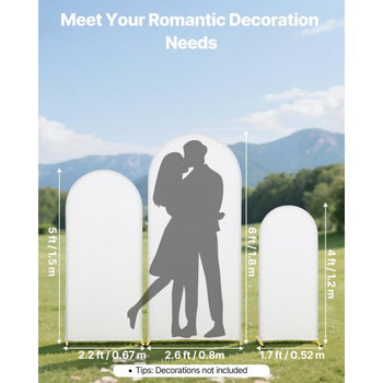 Arch Backdrop Stand, Set of 3, 6/5/4 ft, Stable Structure, Easy Assembly, Gold Metal Arch Backdrop Stand with Cover, for Wedding, Birthday Party, Graduation, Celebration, and Ceremony Decoration