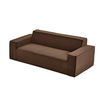3-Seater Sofa in a Box, 83-Inch No Assembly Corduroy Couch with Memory Foam, Deep Seats for Living Room, Apartment, or Office, Brown