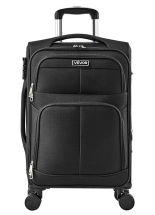 Softside Expandable Luggage with Spinner Wheels, 20-Inch Softside Carry on Luggage, Lightweight Checked Suitcase with Expandable Zippered Pocket and TSA Lock, Black