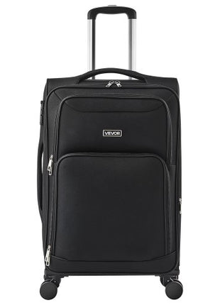 Softside Expandable Luggage with Spinner Wheels, 24-Inch Softside Checked Medium Luggage, Lightweight Checked Suitcase with Expandable Zippered Pocket and TSA Lock, Black