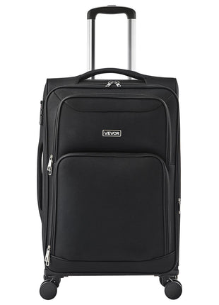 Softside Expandable Luggage with Spinner Wheels, 24-Inch Softside Checked Medium Luggage, Lightweight Checked Suitcase with Expandable Zippered Pocket and TSA Lock, Black