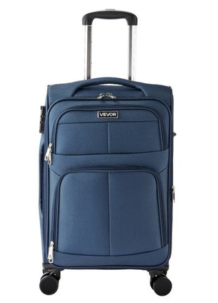Softside Expandable Luggage with Spinner Wheels, 20-Inch Softside Carry on Luggage, Lightweight Checked Suitcase with Expandable Zippered Pocket and TSA Lock, Blue