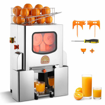 Commercial Orange Juicer Machine, 120W Electric Orange Juice Press, Stainless Steel Orange Squeezer for 20 per Minute, Lemon Citrus Pomegranates Extractor with Peels Collecting Bucket
