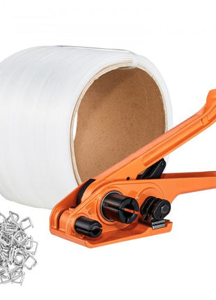 Banding Strapping Kit with Strapping Tensioner Tool, 328 ft Length Woven Strapping Cord Band, 100 Metal Seals, Pallet Packaging Strapping Banding Kit, Banding Packaging Strapping for Packing
