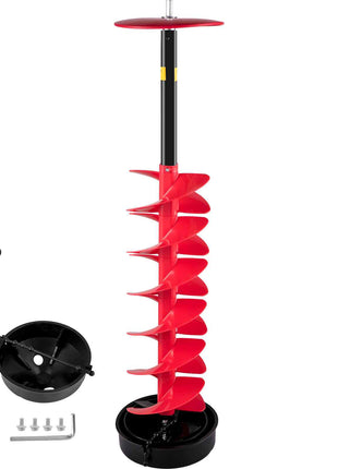 Ice Drill Auger, 6\" Diameter Nylon Ice Auger, 39\" Length Ice Auger Bit,Auger Drill with 11.8\" Extension Rod,Auger Bit with Drill Adapter,Top Plate & Blade Guard for Ice Fishing Ice Burrowing