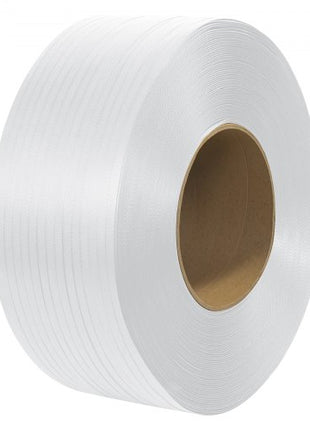 Packaging Polypropylene (PP) Strapping Roll, 9900' Length x 1/2" Width x 0.03" Thickness, 243 lbs Break Strength, Heavy Duty Banding Pallet Strap Coil, Portable Strong Packing Straps, White