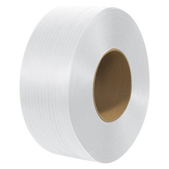 Packaging Polypropylene (PP) Strapping Roll, 9900' Length x 1/2" Width x 0.03" Thickness, 243 lbs Break Strength, Heavy Duty Banding Pallet Strap Coil, Portable Strong Packing Straps, White