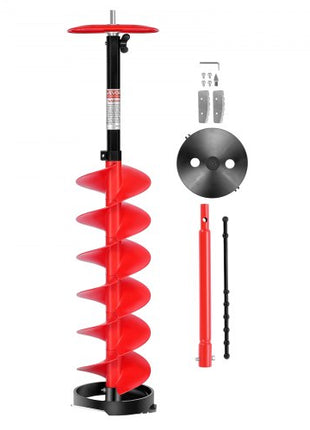 Ice Auger Drill Bit, 8in Diameter 39in Length, Cordless Nylon Ice Fishing Augers With Extra 13.4in Extension Rod, Drill Adapter, Top Plate and Blade Guard