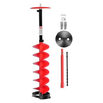 Ice Auger Drill Bit, 8in Diameter 41in Length, Cordless Nylon Ice Fishing Augers With Extra 13.4in Extension Rod, Drill Adapter, Top Plate and Blade Guard