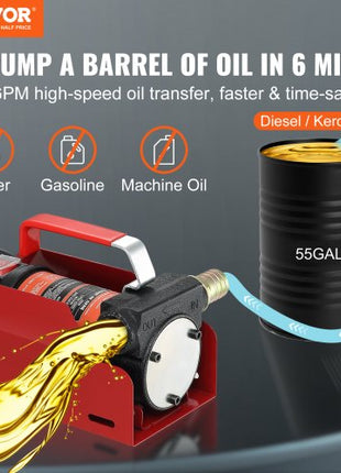 Diesel Fuel Transfer Pump Kit  12V 10 GPM DC with Automatic Shut-off Nozzle Hose, Portable Electric Self-Priming Fuel Transfer Extractor Pump Kit  for Diesel, Kerosene, Machine, Transformer Oil