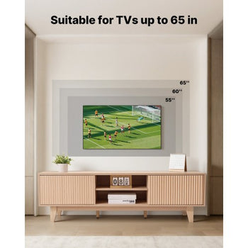 TV Stand, Boho Entertainment Center for TVs up to 59 in, 350 lbs Load Capacity, TV Media Console Table with Adjustable Open Storage Shelves & Sliding Door for Living Room, Bedroom, Burlywood