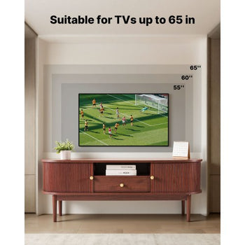 TV Stand, Mid Century Modern Entertainment Center for TVs up to 58 in, 350 lbs Load Capacity, TV Media Console Table with Drawer, Open Storage Shelves & Rolling Door for Living Room, Bedroom