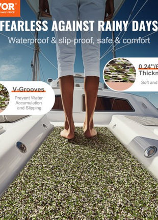 Boat Flooring, EVA Foam Boat Decking 94.5" x 23.6", Non-Slip Self-Adhesive Flooring, 31.1sq.ft 2 Rolls of Marine Carpet for Boats, Yacht, Pontoon, Kayak Decking