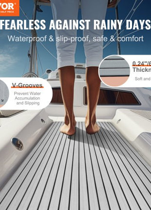 Boat Flooring, EVA Foam Boat Decking 94.5" x 45.7", Non-Slip Self-Adhesive Flooring, 29.9 sq.ft Marine Carpet for Boats, Yacht, Pontoon, Kayak Decking