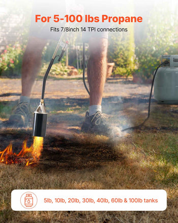Propane Torch Weed Burner, High Output 1,800,000 BTU with 10 ft Hose, Heavy Duty Blow Torch with Adjustable Flame & Turbo Trigger Push Button Auto Igniter, Flamethrower for Garden Ice Snow Road