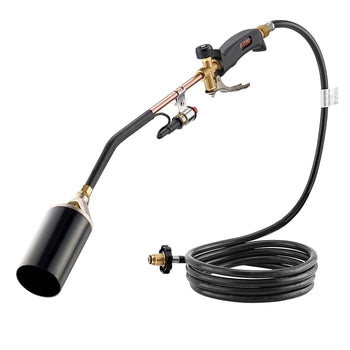 Propane Torch Weed Burner, High Output 1,800,000 BTU with 10 ft Hose, Heavy Duty Blow Torch with Adjustable Flame & Turbo Trigger Push Button Auto Igniter, Flamethrower for Garden Ice Snow Road