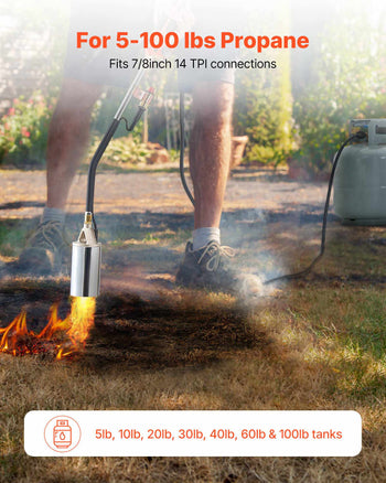 Propane Torch Weed Burner, High Output 1,800,000 BTU with 10 ft Hose, Heavy Duty Blow Torch with Adjustable Flame and Turbo Trigger Push Button Igniter, Flamethrower Kit for Garden Ice Snow Road
