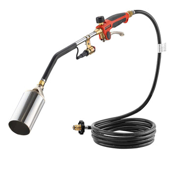 Propane Torch Weed Burner, High Output 1,800,000 BTU with 10 ft Hose, Heavy Duty Blow Torch with Adjustable Flame and Turbo Trigger Push Button Igniter, Flamethrower Kit for Garden Ice Snow Road