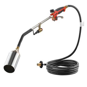Propane Torch Weed Burner, High Output 2,400,000 BTU with 10 ft Hose, Heavy Duty Blow Torch with Adjustable Flame and Turbo Trigger Push Button Igniter, Flamethrower Kit for Garden Ice Snow Road